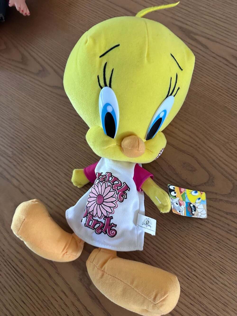 Nanco Looney Tunes Tweety Bird Plush Doll Wearing Think Pink Daisy Shirt